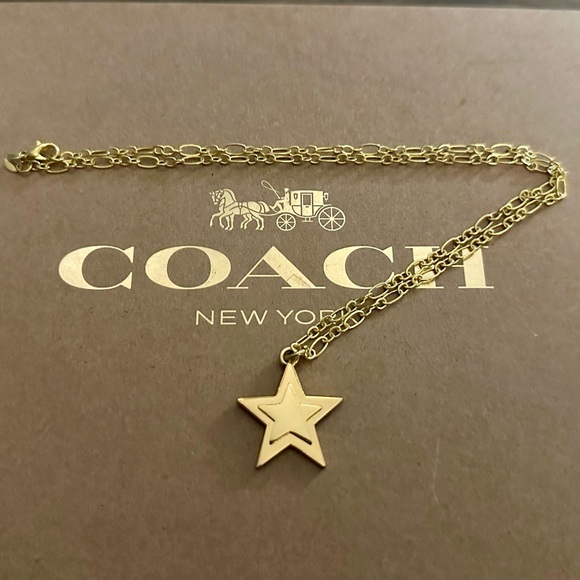 Coach Gold Reversible Layered Star Pendant 18k/.925 Necklace - Picture 11 of 16